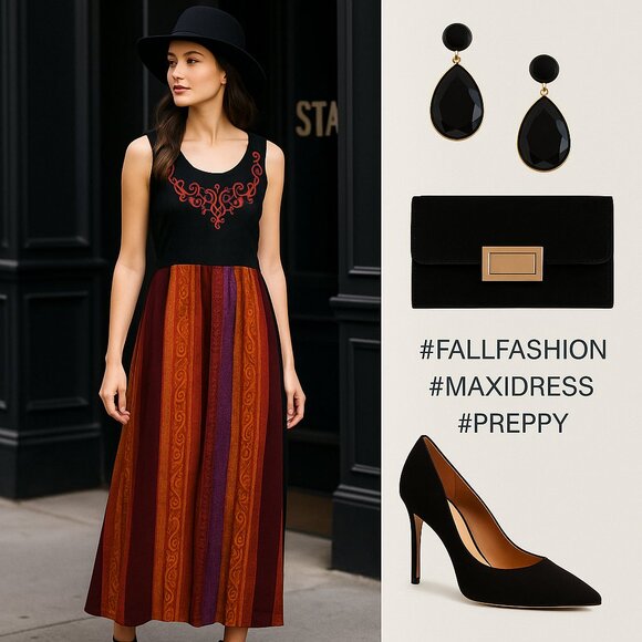 ✨ Vintage Made in USA Embroidered Maxi Dress – Size 12 ✨ - Picture 5 of 12